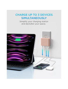 Cargador de Pared iHome 32W con 3 Puertos USB - Rosa Pastel 2
