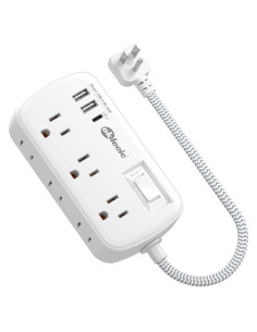 Regleta de Alimentación Okleeic 6 Salidas + 3 USB 1 Pie