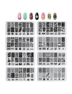 Juego de 8 Placas de Estampado de Uñas ORNAROVI - DIY