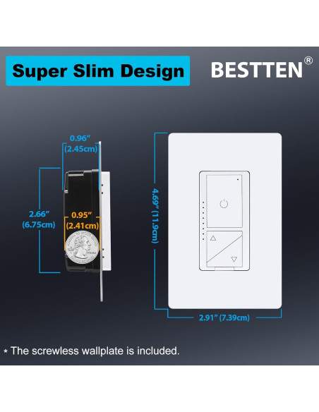 Interruptor Regulador Digital BESTTEN 1 Polo 3 Vías LED Blanco