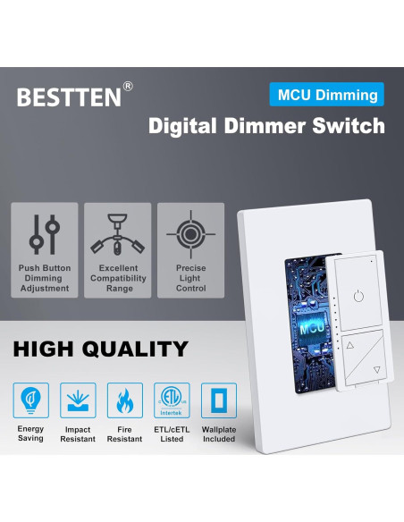 Interruptor Regulador Digital BESTTEN 1 Polo 3 Vías LED Blanco