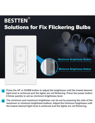 Interruptor Regulador Digital BESTTEN 1 Polo 3 Vías LED Blanco