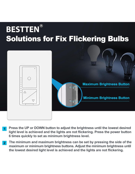 Interruptor Regulador Digital BESTTEN 1 Polo 3 Vías LED Blanco