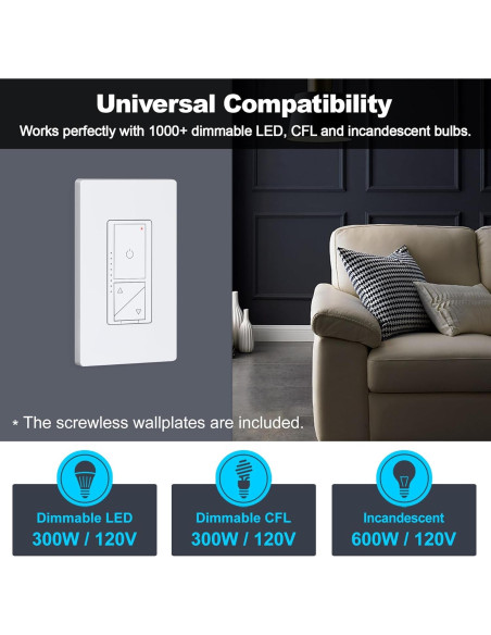 Interruptor Regulador Digital BESTTEN 1 Polo 3 Vías LED Blanco