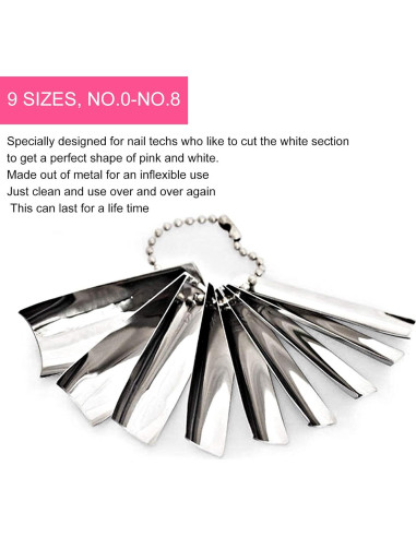 18 Piezas Cortador de Uñas Francesas ZJchao 9 Tamaños Metal