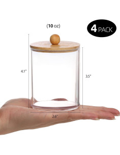 Tbestmax 4 Tarros Organizadores de Baño 10 oz Plástico Transparente 2
