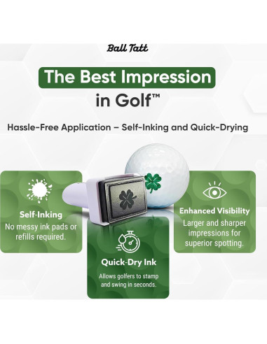 Sello de Pelota de Golf Ball Tatt - Autoinking, Impermeable, 5.3x2.5 cm