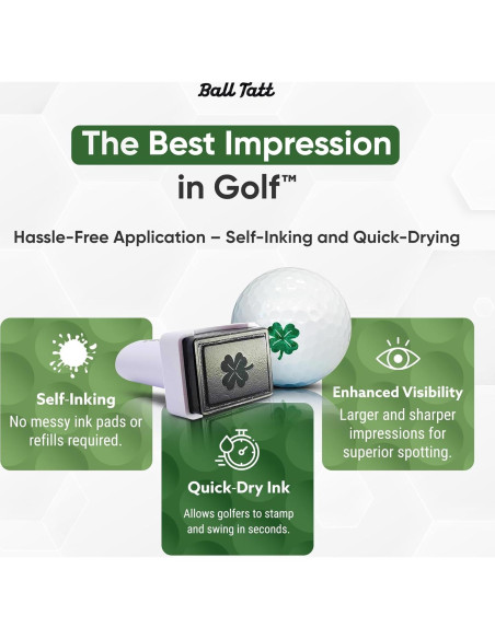 Sello de Pelota de Golf Ball Tatt - Autoinking, Impermeable, 5.3x2.5 cm