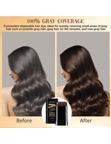 Cepillo Tinte Cabello ZARICS 2 en 1 Negro y Marrón Oscuro