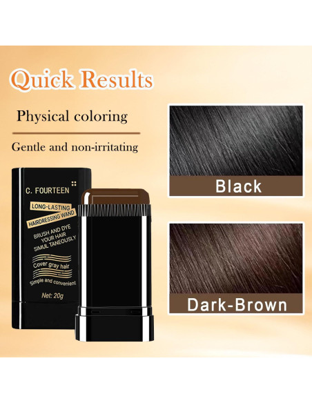 Cepillo Tinte Cabello ZARICS 2 en 1 Negro y Marrón Oscuro