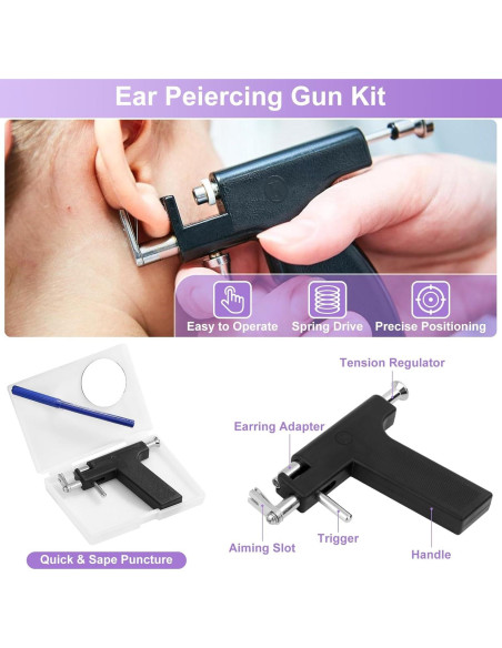 Kit de Perforación de Oídos Dexpinzo con 72 Pendientes