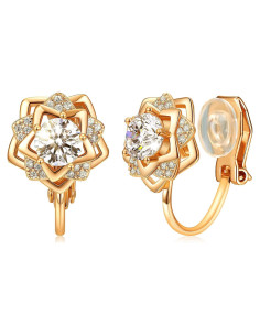 Pendientes de Clip de Oro 14K para Mujeres - Croissant Hipoalergénicos