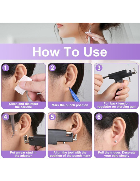 Kit de Perforación de Oídos Dexpinzo con 72 Pendientes