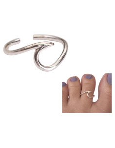 Anillo Ajustable de Olas Plata Esterlina 925 para Dedo del Pie