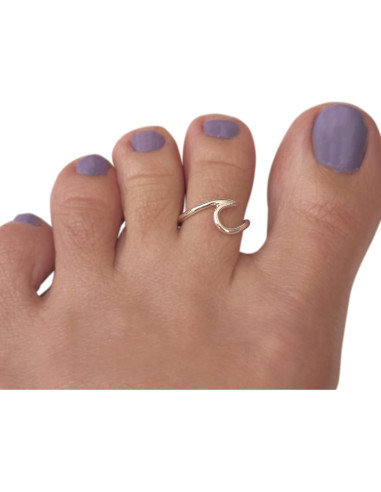 Anillo Ajustable de Olas Plata Esterlina 925 para Dedo del Pie