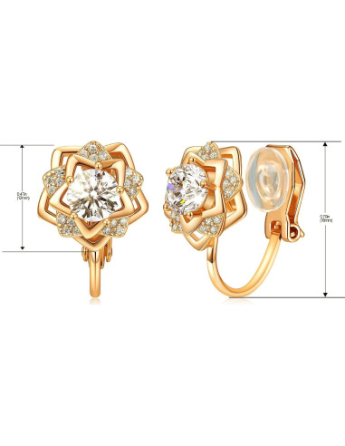 Pendientes de Clip de Oro 14K para Mujeres - Croissant Hipoalergénicos