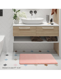 Alfombrilla de Baño FRESHMINT Espuma de Memoria 46x61 cm Rosa 2