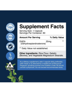 Suplemento DHEA 25mg Natures Craft - Equilibrio Hormonal 60 Cápsulas 2