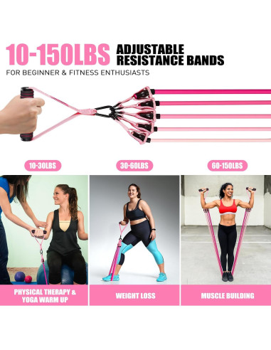 Bandas de Resistencia Ayombo con Mangos y Anclaje - Rosa