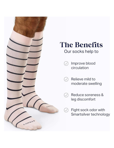 Calcetines de Compresión Altos Comrad Unisex 15-20 mmHg Rayas