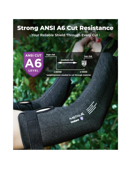 Mangas Resistentes a Cortes Toolant A6 para Jardinería - 1 Par Negro