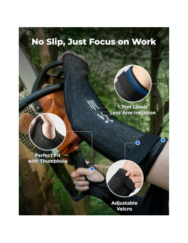 Mangas Resistentes a Cortes Toolant A6 para Jardinería - 1 Par Negro