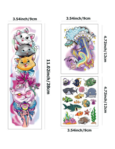 Mangas de Tatuajes Temporales Tazimi para Niños - 27 Hojas