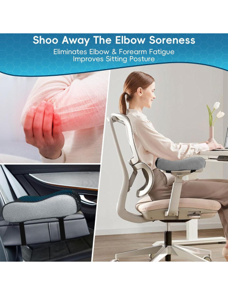 Almohadillas de Reposabrazos Ergonómicas Yazimalu con Gel Refrigerante - Juego de 2