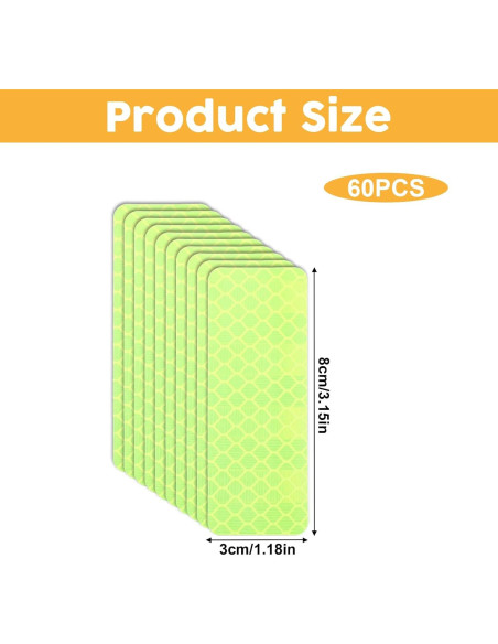 60 Calcomanías Reflectantes Verde PVC 3x8 cm Larrel