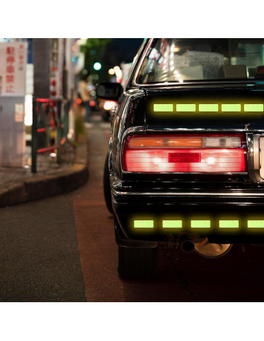 60 Calcomanías Reflectantes Verde PVC 3x8 cm Larrel