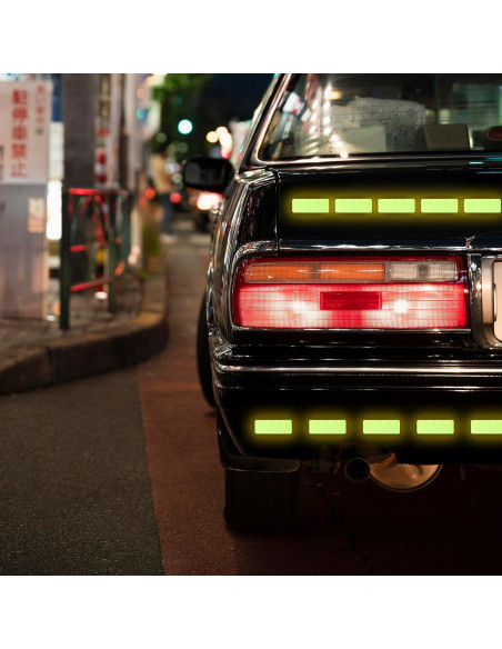 60 Calcomanías Reflectantes Verde PVC 3x8 cm Larrel