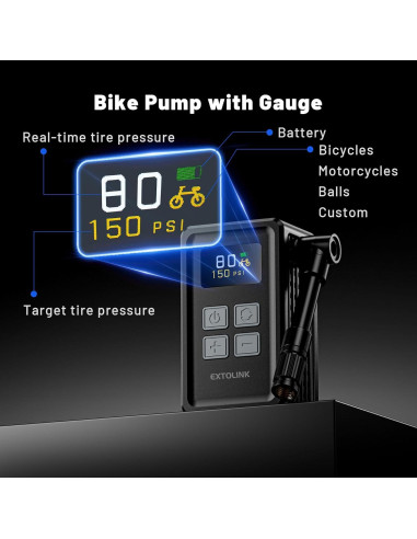 Mini Bomba Eléctrica para Bicicleta EXTOLINK WK-BL01 150 PSI