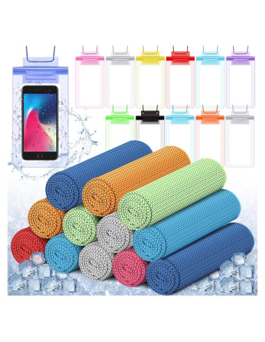 BBTO 24 Toallas Enfriadoras y Bolsas Impermeables para Teléfono