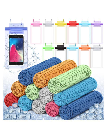 BBTO 24 Toallas Enfriadoras y Bolsas Impermeables para Teléfono
