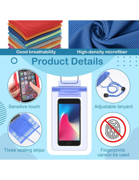 BBTO 24 Toallas Enfriadoras y Bolsas Impermeables para Teléfono