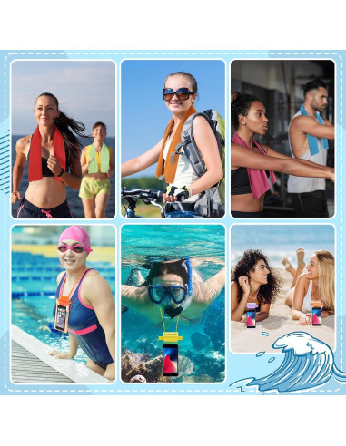 BBTO 24 Toallas Enfriadoras y Bolsas Impermeables para Teléfono