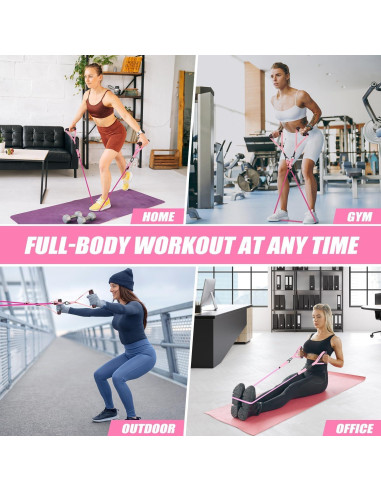 Bandas de Resistencia Ayombo con Mangos y Anclaje - Rosa