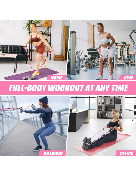 Bandas de Resistencia Ayombo con Mangos y Anclaje - Rosa