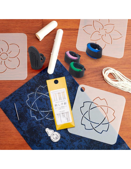 Juego de Agujas Sashiko FREEBLOSS 15pcs con Dedales