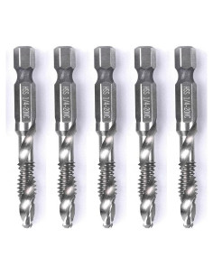Juego de 5 Brocas y Machos de Rosca HSS 6.35mm con Estuche