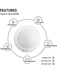 Luz de Techo LED YUANTAI 16.5W con Sensor de Movimiento 1200LM 2