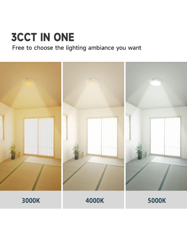 Luz de Techo LED YUANTAI 16.5W con Sensor de Movimiento 1200LM