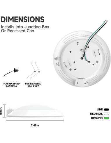 Luz de Techo LED YUANTAI 16.5W con Sensor de Movimiento 1200LM