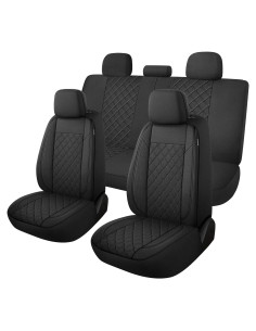 Fundas de Asiento de Coche YGL Juego Completo Negro Transpirables