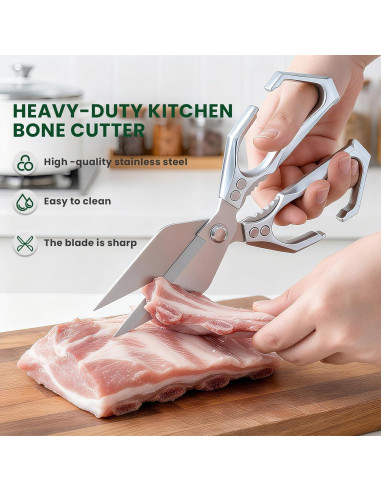 Tijeras de cocina Qlirovix de acero inoxidable, uso pesado