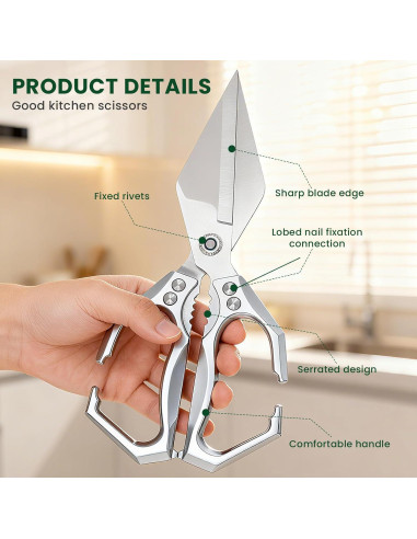 Tijeras de cocina Qlirovix de acero inoxidable, uso pesado