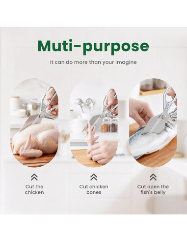 Tijeras de cocina Qlirovix de acero inoxidable, uso pesado