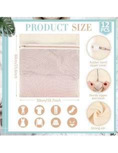 12 Bolsas de Lavandería de Algodón Orgánico Reallnaive 50x60cm 2