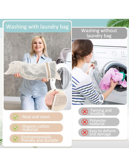 12 Bolsas de Lavandería de Algodón Orgánico Reallnaive 50x60cm