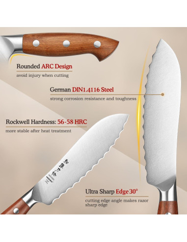 Cuchillo para Tomates HEZHEN 15.5 cm Acero Inoxidable Alemán